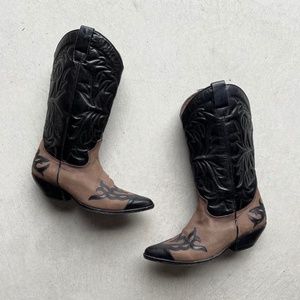 vintage 90s guess two-tone leather cowboy boots